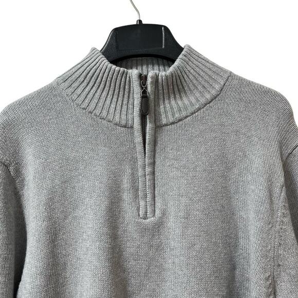 LL Bean Mens 1/4 Zip Thick Cotton Pullover Sweater Size L Gray Outdoor Layers - Picture 4 of 6